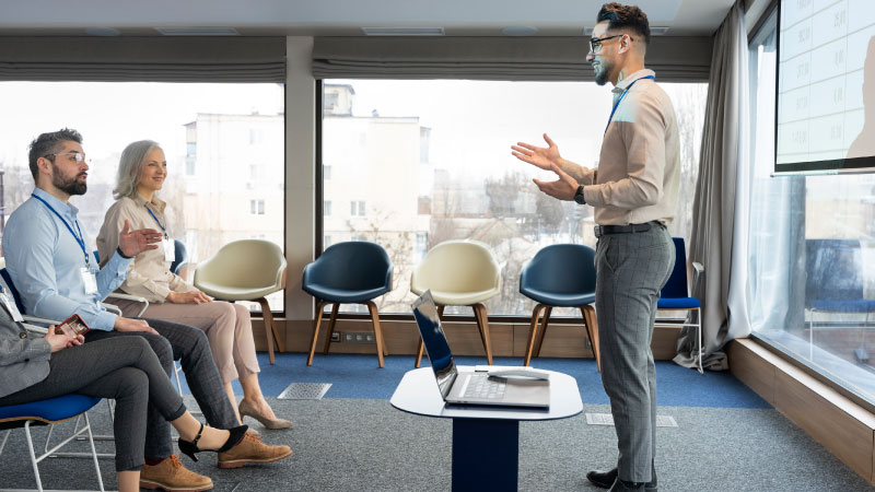 people taking part business event